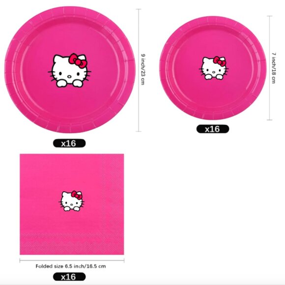 Kitty Party Supplies Set, Pink Paper Plates and Napkins, 45 Count - Picture 3 of 4
